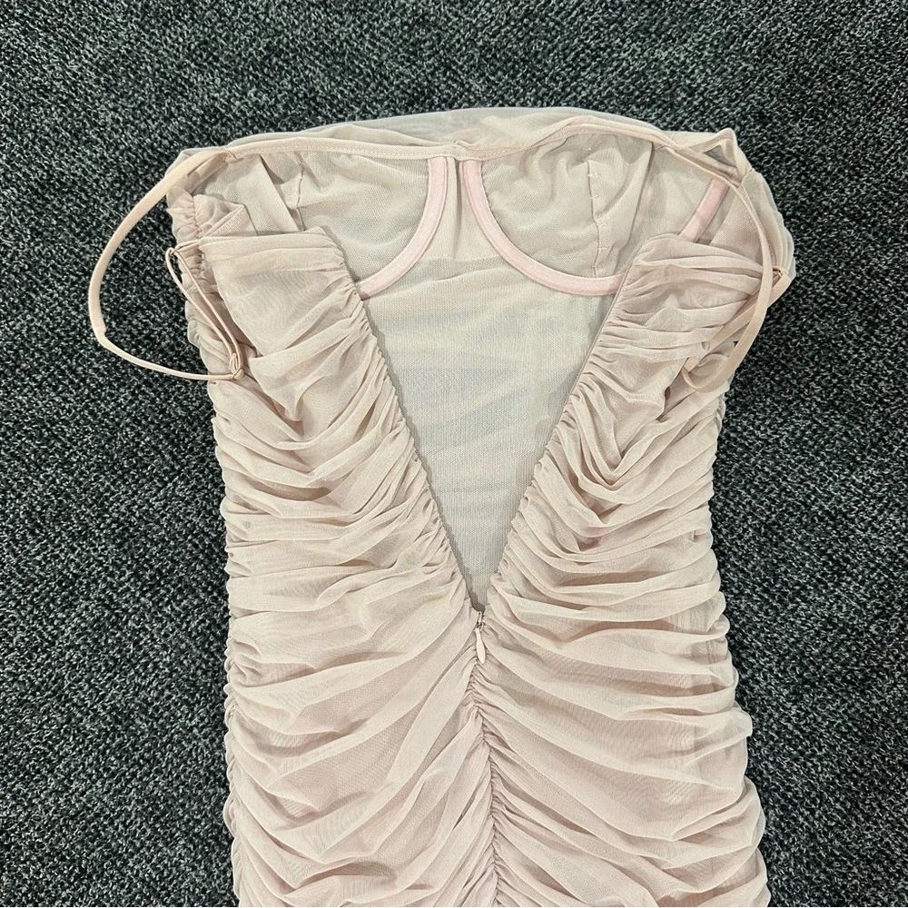 Babaton Ruched Mesh Luxor Pink Dress - Picture 7 of 7